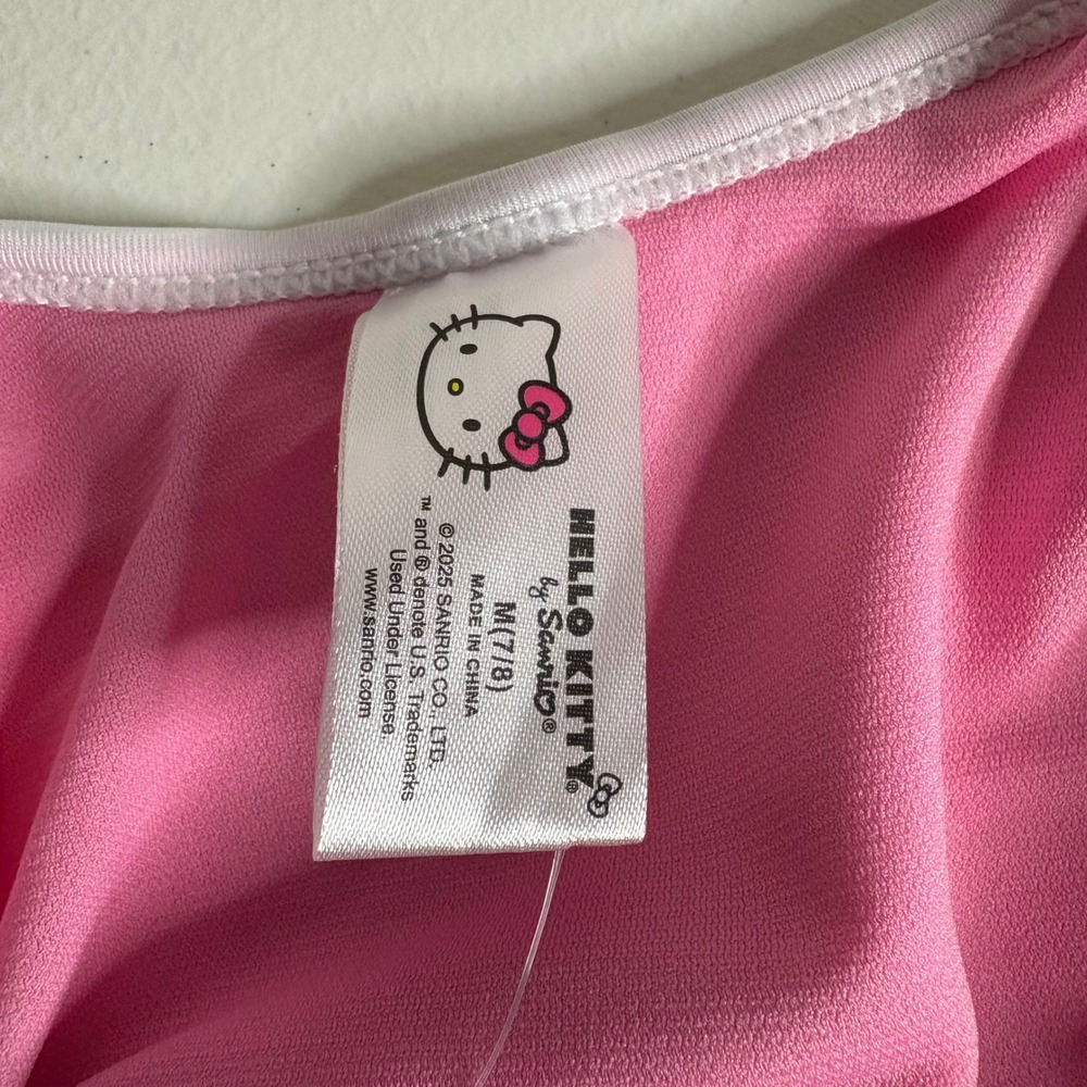 Hello Kitty Sanrio Girls M7/8 Pink Hibiscus One Piece Swimsuit UPF 50+ NEW - Picture 4 of 5